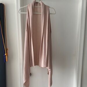 LOFT Soft Pink Open Front Sleeveless Sweater